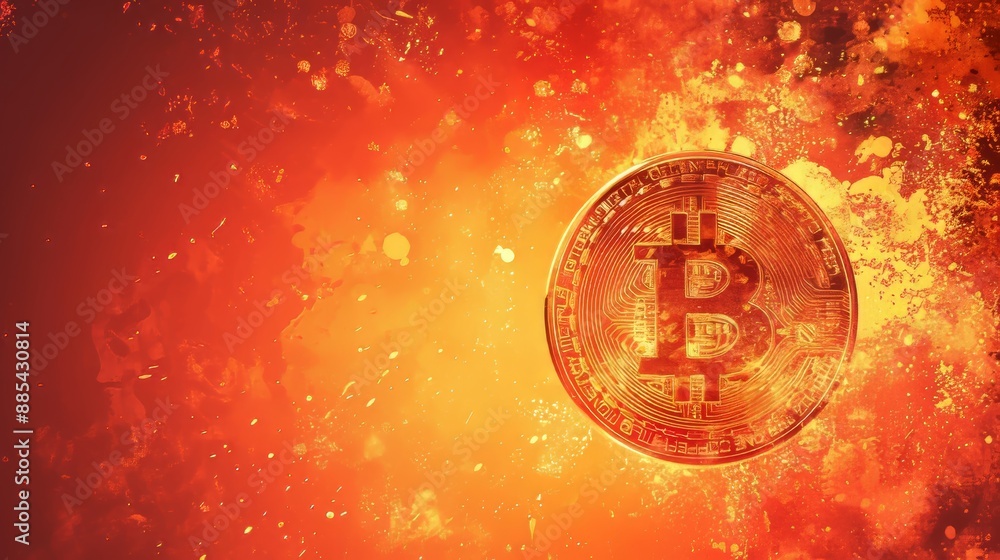 Poster a minimalistic depiction of bitcoin iconography on an abstract background ai generated illustration