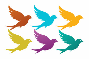 Fototapeta premium A set of bird in flight vector artwork illustration