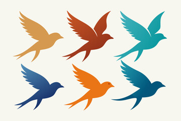 A set of bird in flight vector artwork illustration