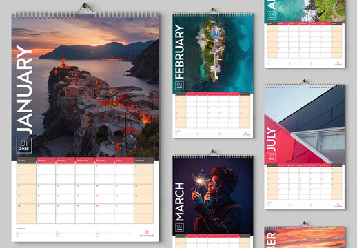 Tabloid Calendar Planner 2025 Layout with Pink Accents