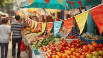 Promote Fairtrade Fortnight Day with market banner for visibility and support.
