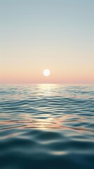 Craft a serene seascape with a minimalist twist using vibrant hues and sleek lines to evoke tranquility through digital brushstrokes and subtle gradients
