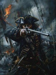 Fototapeta premium 17th Century Navy Soldier in Battle