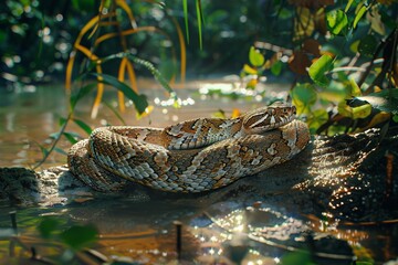 Fototapeta premium Closeup head of the Russell's viper (Daboia russelii) which is one of dangerous snake in the world.