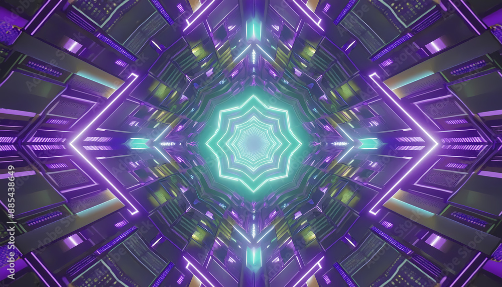 Poster abstract render featuring geometric animation within background design