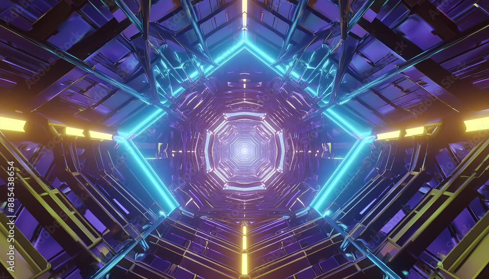 Poster abstract render featuring geometric animation within background design