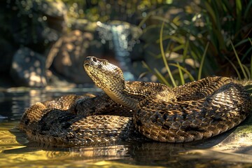 Fototapeta premium Closeup head of the Russell's viper (Daboia russelii) which is one of dangerous snake in the world.