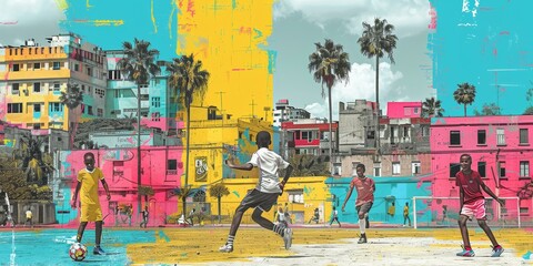 Vibrant Soccer Game in Urban Setting