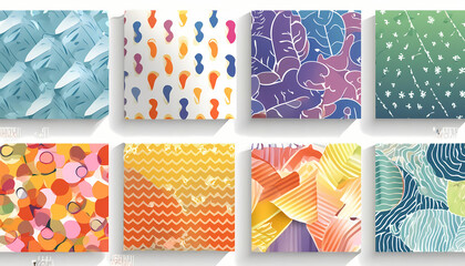 Obraz premium set colorful compositions rendered diverse patterns
