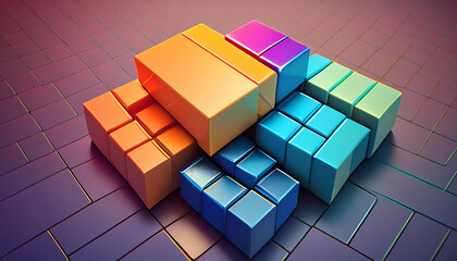 set colorful cubes rendered playful arrangement