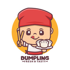 Dumpling chef cartoon mascot. suitable for culinary businesses