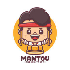 Obraz premium Mantou chef mascot design, vector illustration for culinary business