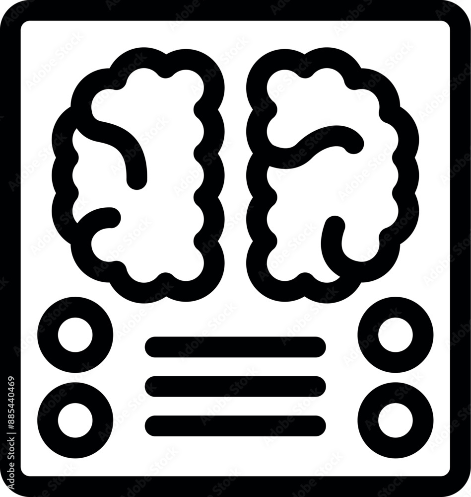 Poster line icon of a brain scan representing medical imaging technology for diagnosing brain conditions