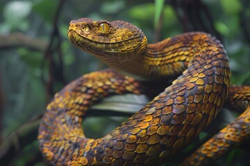 Fototapeta premium Closeup head of the Russell's viper (Daboia russelii) which is one of dangerous snake in the world.