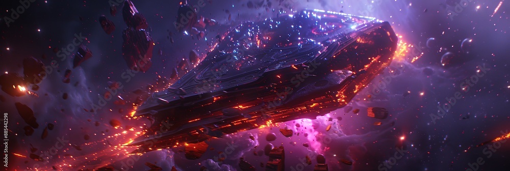 Wall mural a meteor with sparks in outer space