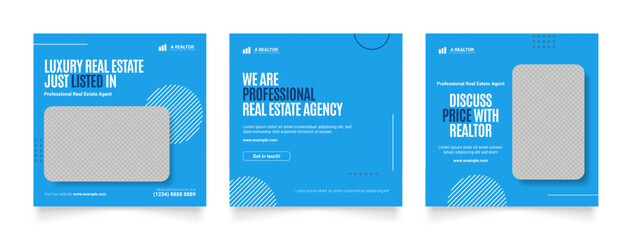 Social media template banner house architecture service promotion. real estate agency. fully editable instagram and facebook square post frame puzzle organic sale poster