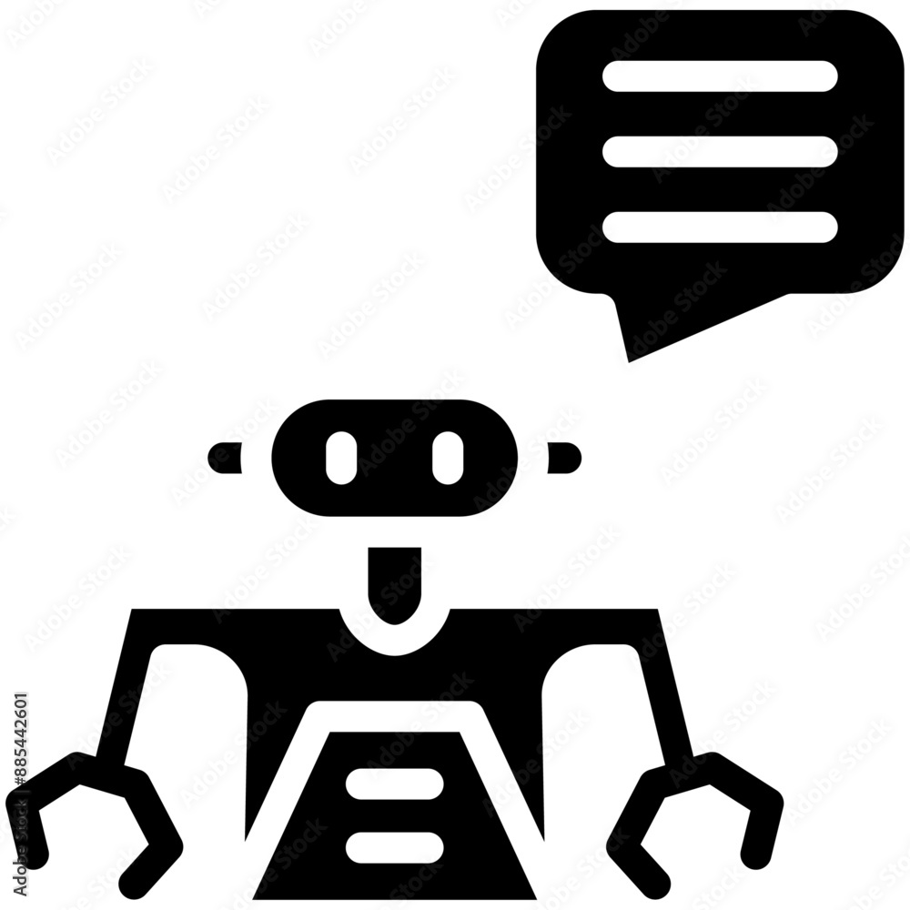 Poster robot assistant vector icon illustration of robotics iconset.