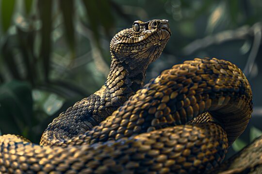 Closeup head of the Russell's viper (Daboia russelii) which is one of dangerous snake in the world.
