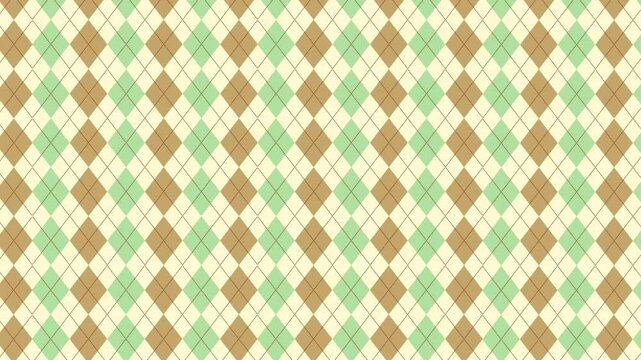 グリーンとブラウンのアーガイルチェック柄の秋の雰囲気の背景動画