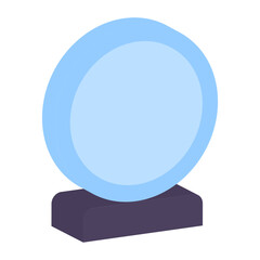 Crystal Eclipse Award with black stand isometric concept, Brilliance Circular Shape vector icon design, token of recognition symbol, Expression of gratitude sign, distinctive insignia illustration