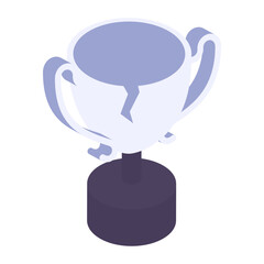 Broken or cracked Trophy cup isometric concept, title of honor vector icon design, token of recognition symbol, Expression of gratitude sign, distinctive insignia stock illustration