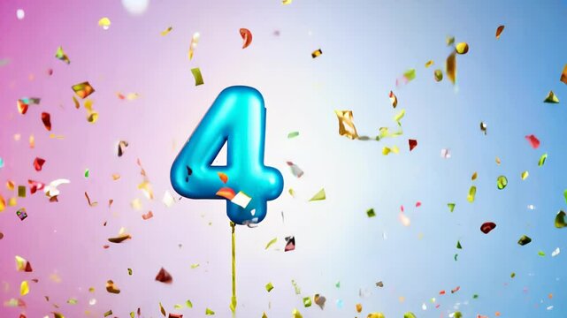 Bright number four on a festive background
