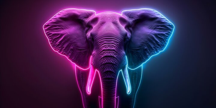 Neon Elephant Logo Design for a Veterinary Clinic, Pet Shop, or Night Club. Concept Logo Design, Neon Colors, Elephant Theme, Versatile, Vibrant