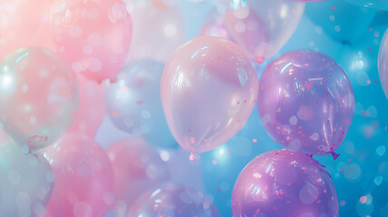 Beautiful pastel color background with soft shapes, balloons