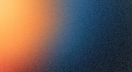 Gradient background in blue and orange, abstract grainy texture, glowing vibrant colors for banner and poster design