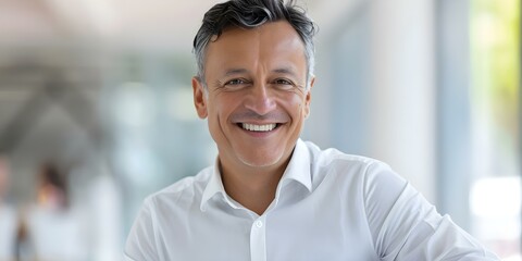 Obraz premium Portrait of a successful and confident CEO leading a meeting with a smile. Concept Business, Leadership, Success, Confidence, Meeting