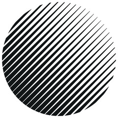 Abstract circle with lines as a spiral or propeller. One black color lines with different opacity.