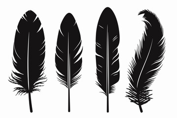 Abstract Vector Set of Bird Feather Silhouette Icons Pack Design Template