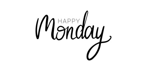 Happy monday calligraphy banner isolated on white background