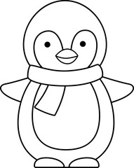 Cute Christmas penguin outline vector.
Cute Christmas penguin coloring page isolated svg.