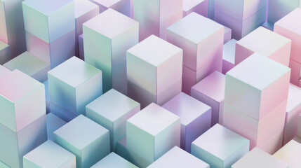 Obraz premium Abstract pastel-colored geometric cubes create a mesmerizing pattern, suggesting modern, digital, and architectural themes.