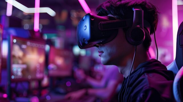 Immersive Virtual Reality Gaming Dive into the Thrilling World of Esports with VR Headset Player