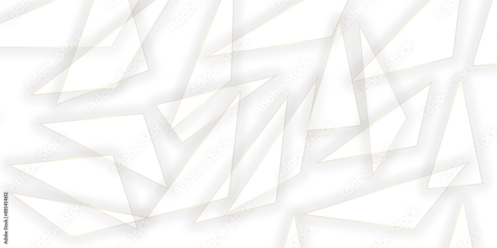 Poster abstract white background design with layers of textured white transparent material in triangle and 