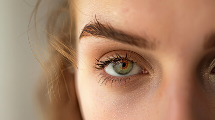 A close-up of a green eye with intricate details and reflections, capturing the beauty and complexity of human features in striking clarity.