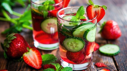 cocktail with strawberry and lime