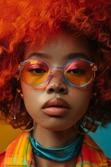 Obraz premium Combination of a 90s-inspired design statement with a dynamic vintage pop band. Colorful and vibrant fashion.