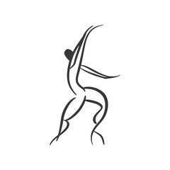 acrobatic minimalist line art icon logo symbol black color only