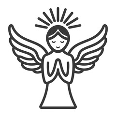 angel minimalist line art icon logo symbol black color only