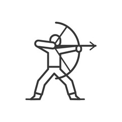 archer minimalist line art icon logo symbol black color only
