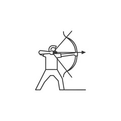 archery minimalist line art icon logo symbol black color only