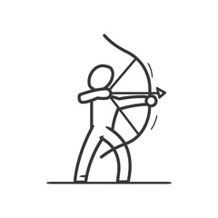 archery minimalist line art icon logo symbol black color only
