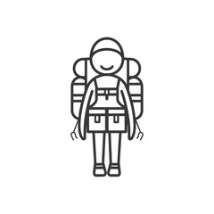 Obraz premium backpacker minimalist line art icon logo symbol black color only