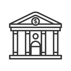 bank minimalist line art icon logo symbol black color only