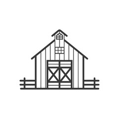 barn minimalist line art icon logo symbol black color only