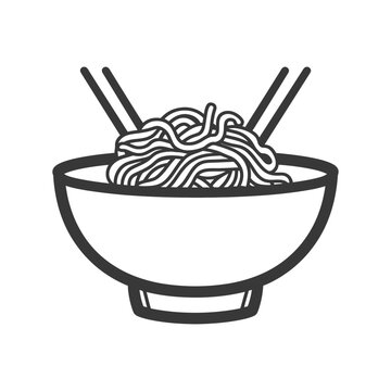 recommend clip art: bowl of noodle minimalist line art icon logo symbol black color only