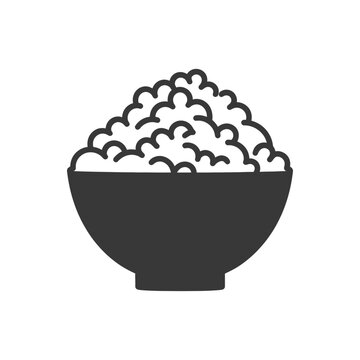 recommend clip art: bowl of rice minimalist line art icon logo symbol black color only